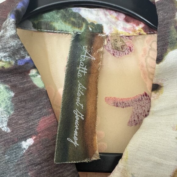 Aratta Silent Journey Silk Blend Floral Button Front Flowy Tunic Top Size M - Picture 6 of 9